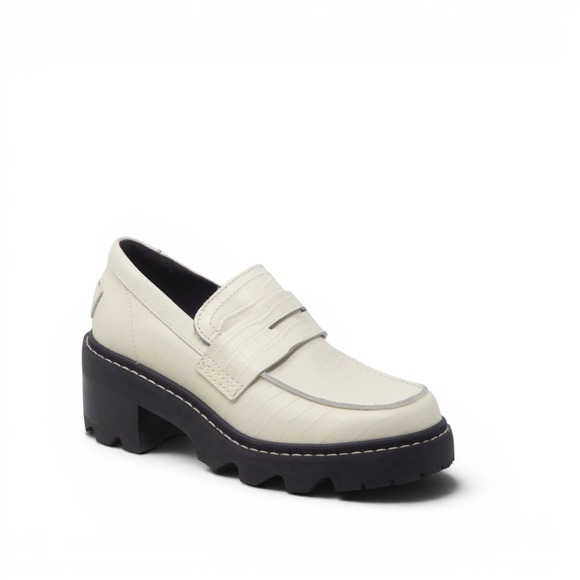 Sorel Shoes - Sorel Women Joan Now City Loafers Chalk White Croc Embossed Lug Sole Size 6.5